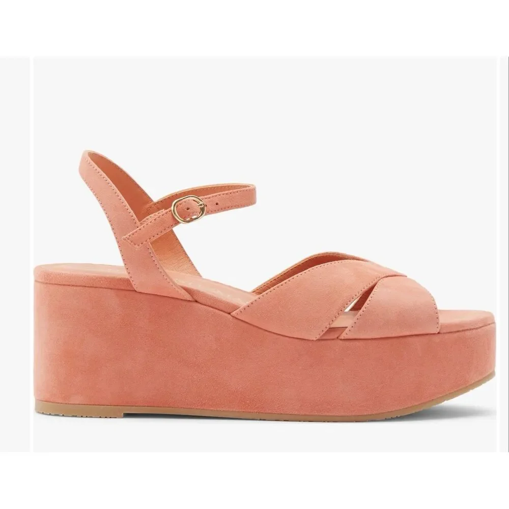 Stuart Weitzman Carmen Midi Wedge Sandal in Terracotta NWB Size 8